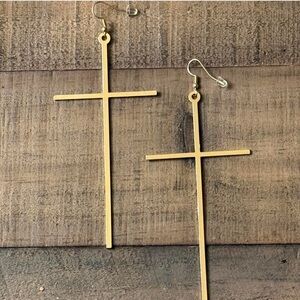 Gold Plated Cross Statement Earrings